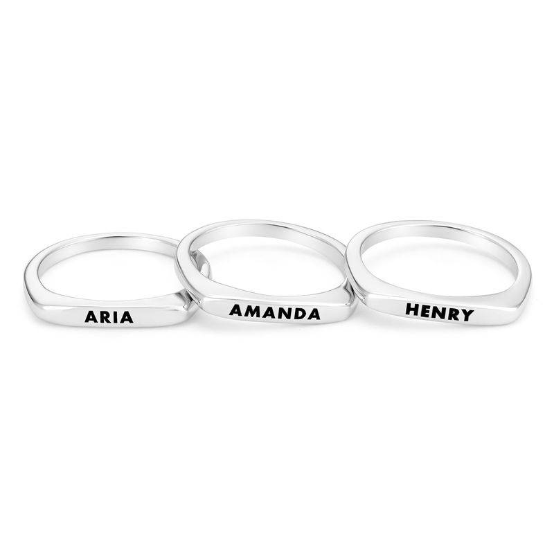 Stackable Rectangular Name Ring in Sterling Silver