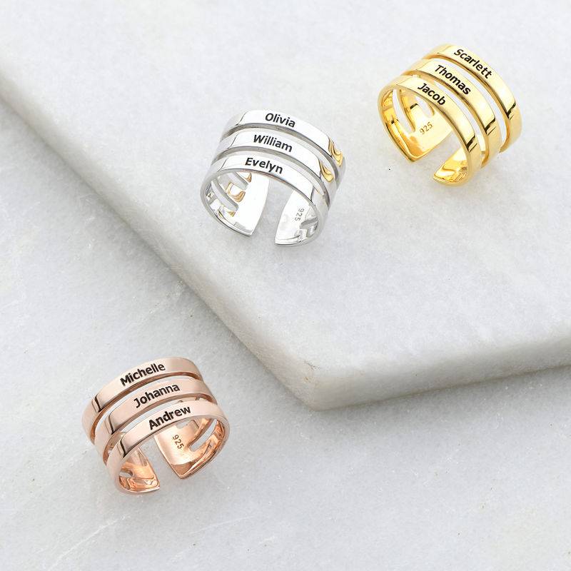 Three Name Ring in Sterling Silver