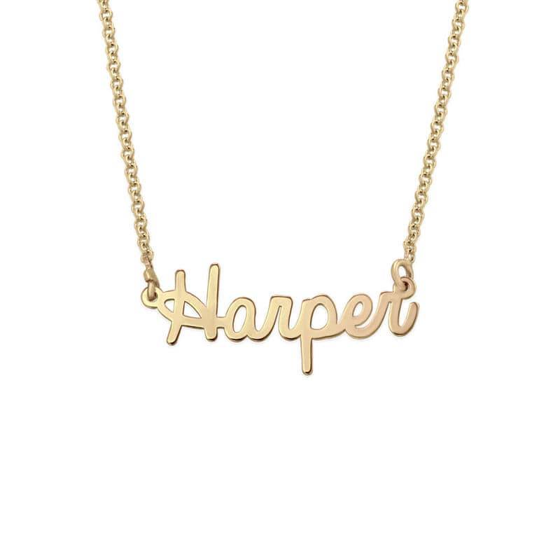 Tiny Personalized Jewelry - Cursive Name Necklace in 18k Gold Plating