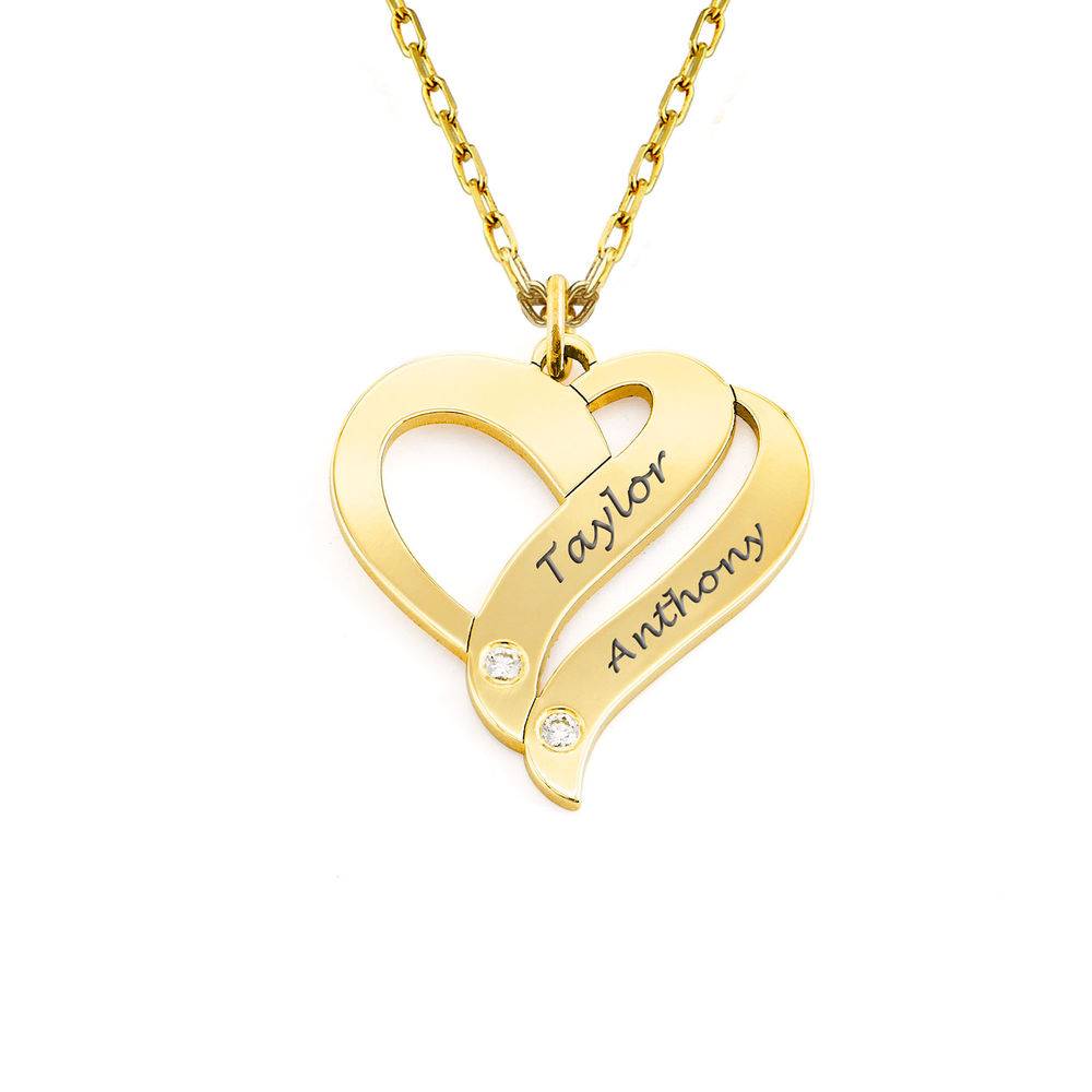 Two Hearts Forever One 10K Yellow Necklace with Diamond