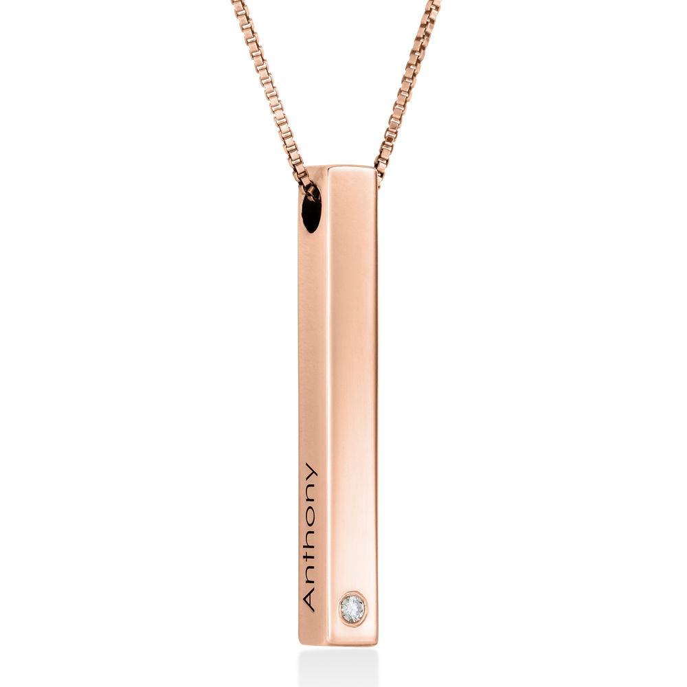 Totem 3D Bar Necklace in 18k Rose Gold Plating with Diamond