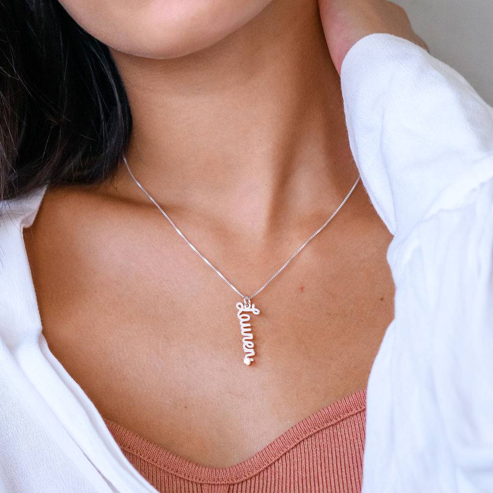 Vertical Diamond Name Necklace in 