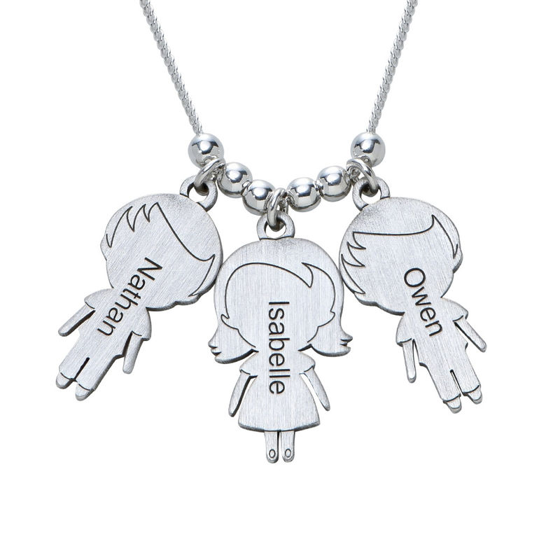 Mom Necklace with Children Charms in Sterling Silver Sterling - 1 product photo