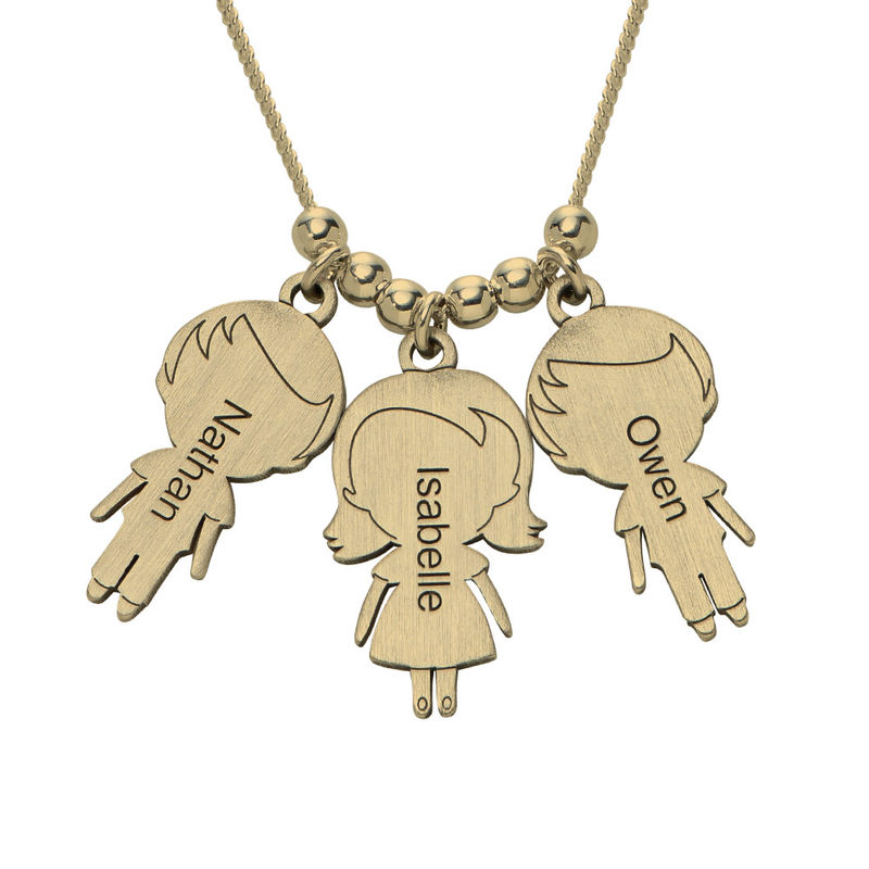 Mom Necklace with Children Charms in Gold Plating