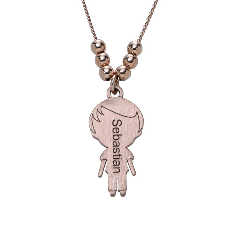 Mom Necklace with Children Charms in Rose Gold Plating - 1