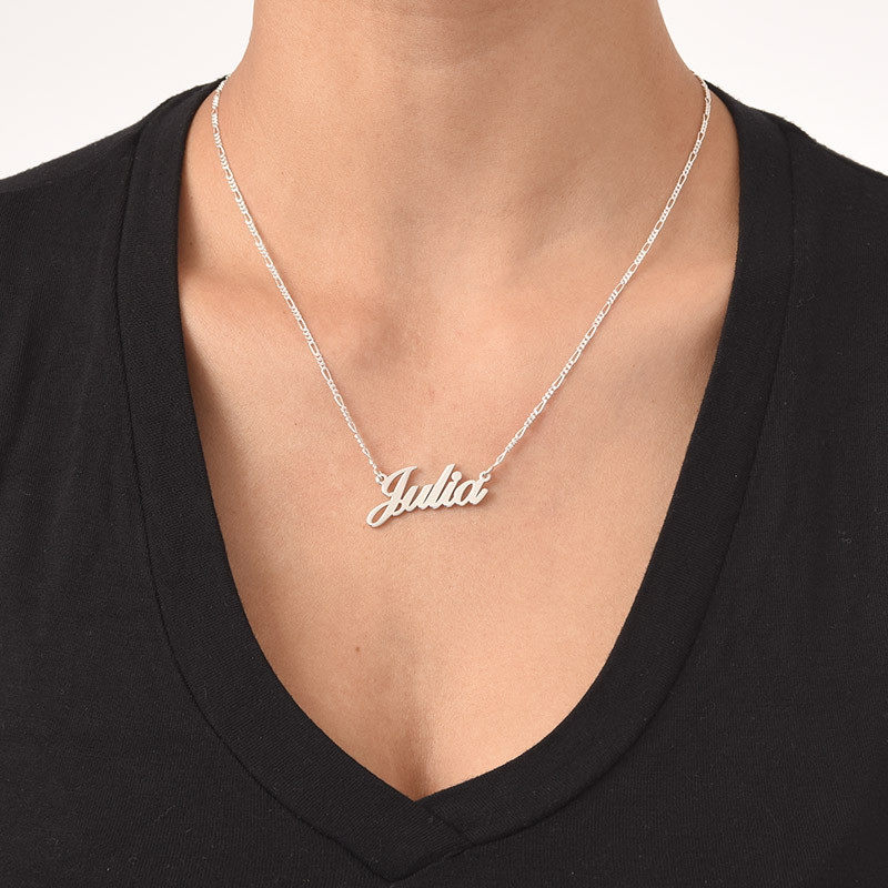 Sterling Silver Double Thickness Classic Name Necklace - 1 product photo