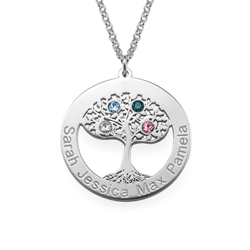 Circle Tree of Life Necklace with Birthstones