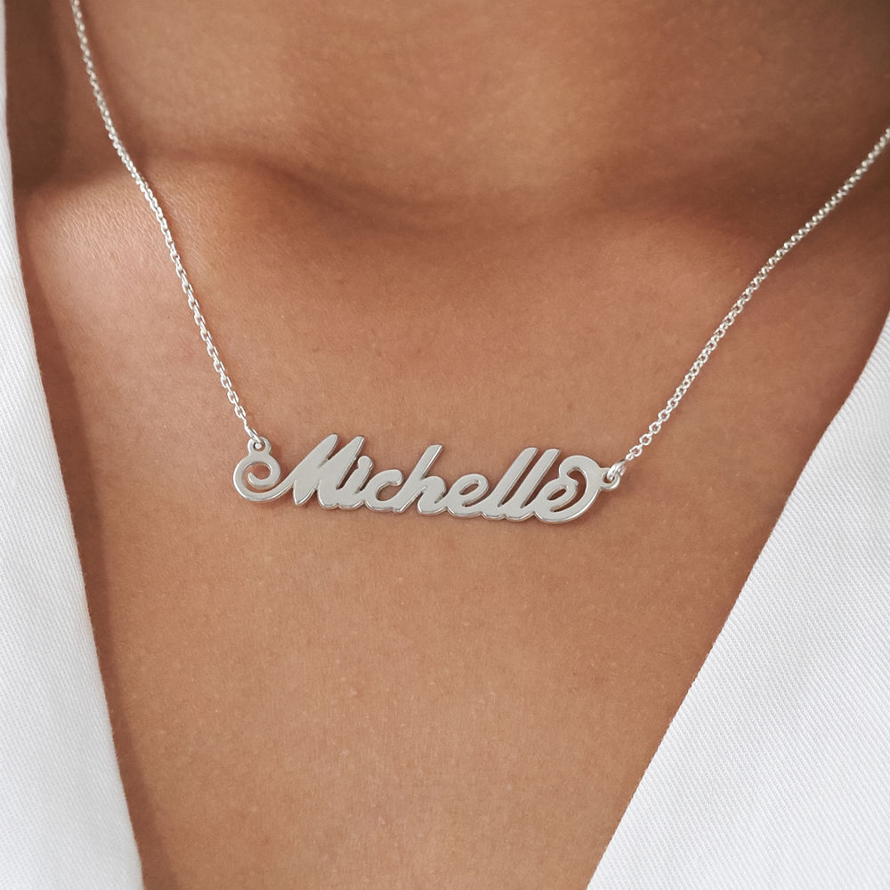 Small Sterling Silver Carrie-Style Name Necklace - 3 product photo