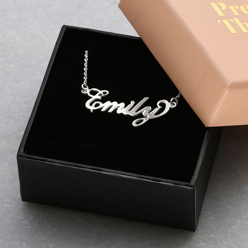 Small Sterling Silver Carrie-Style Name Necklace - 5 product photo