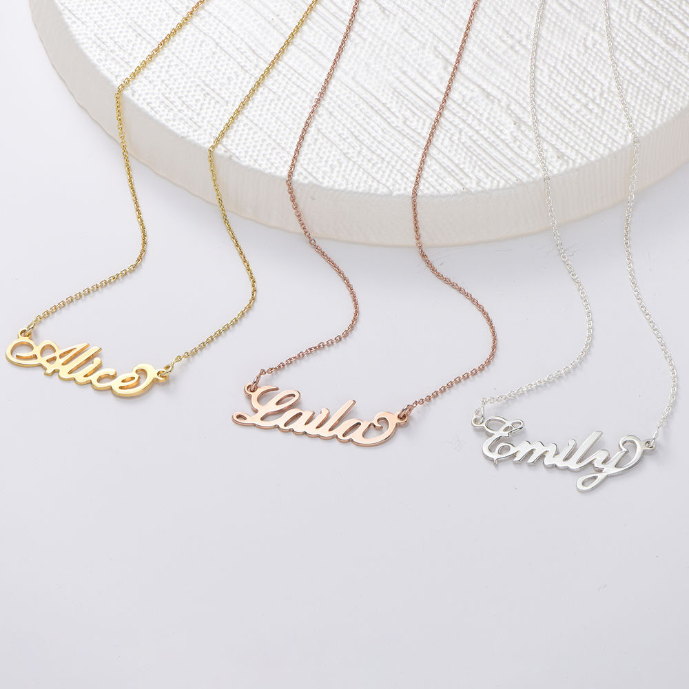 Small 18k Gold-Plated Sterling Silver Carrie-Style Name Necklace - 1