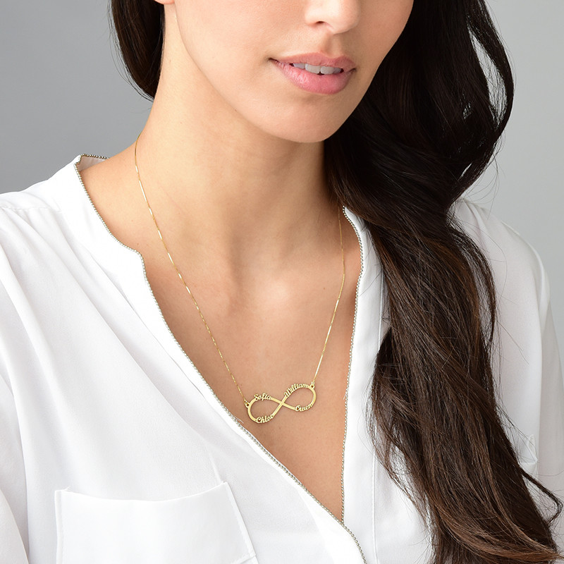 Infinity 4 Names Necklace - 14K Gold - 3