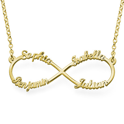 Infinity 4 Names Necklace with Gold Plating