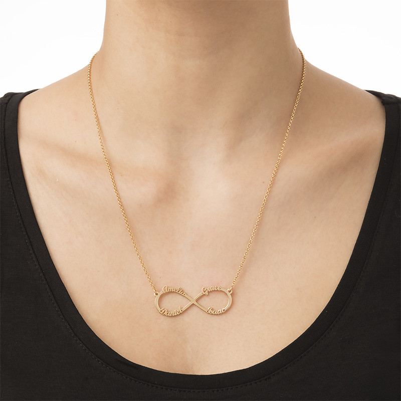 Infinity 4 Names Necklace with Gold Plating - 3