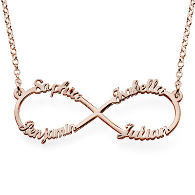 Infinity 4 Names Necklace with Rose Gold Plating product photo