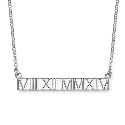 Roman Numeral Bar Necklace - Cut Out Design