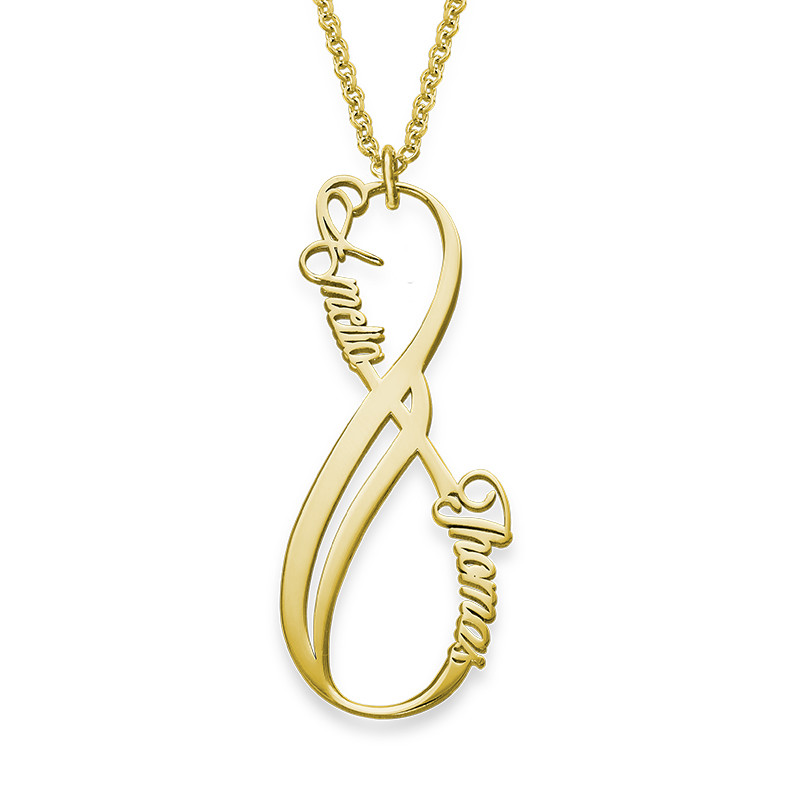 Vertical Infinity Name Necklace with Gold Plating