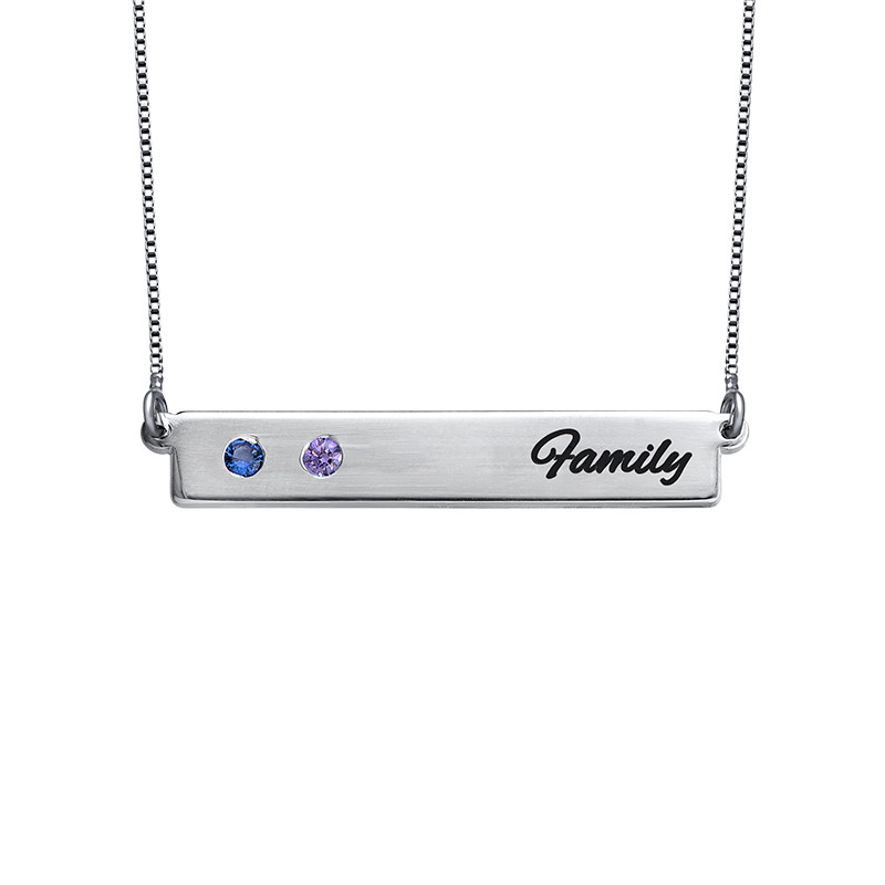 Birthstone Bar Necklace for Mothers - 1