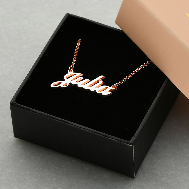 Small Classic Name Necklace in 18k Rose Gold Plating - 6 product photo