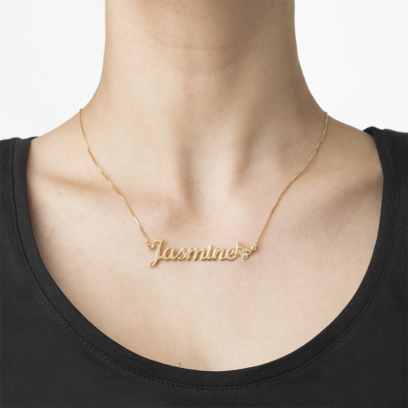 Gold Plated Butterfly Name Necklace - 1