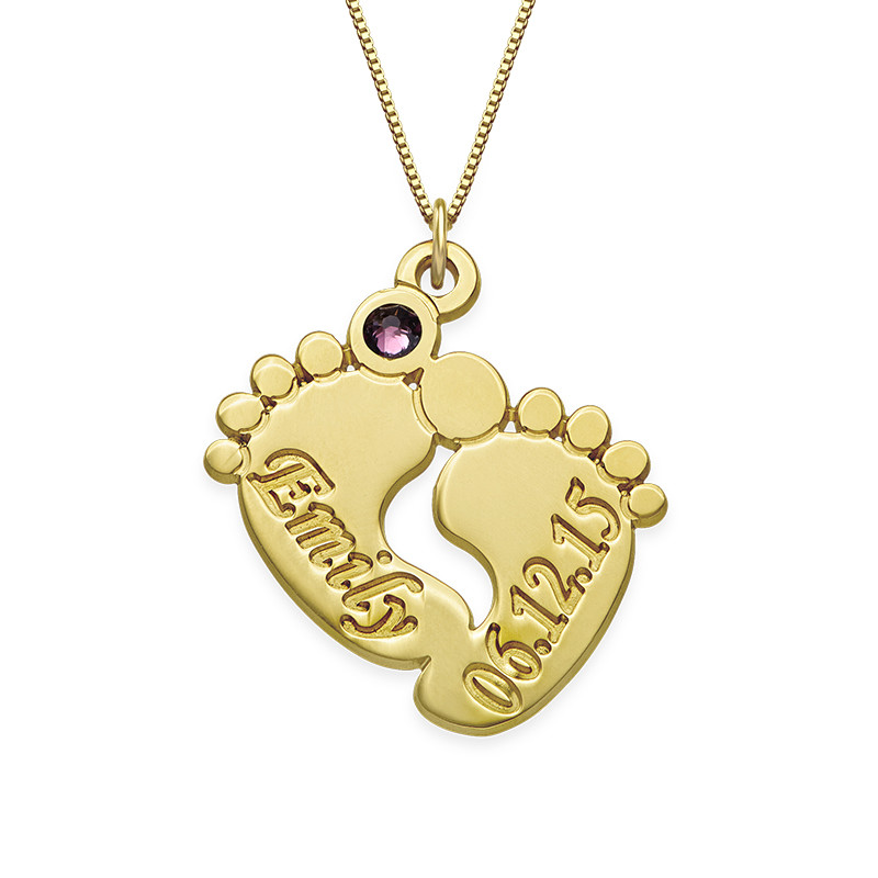 Personalized Baby Feet Necklace in 14K Gold