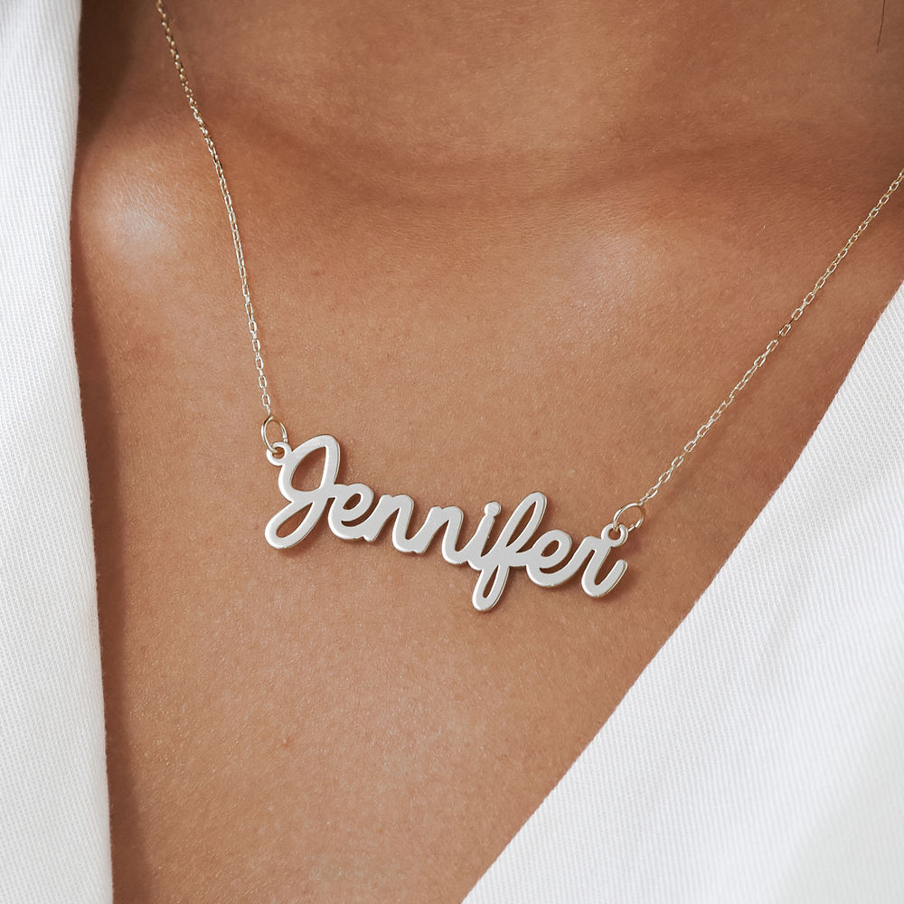Personalized Cursive Name Necklace in 10K White Gold - 2 product photo