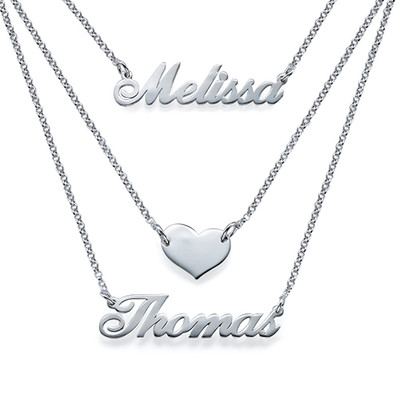 Layered Name Necklace in Sterling Silver - 1