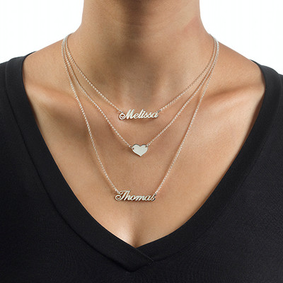 Layered Name Necklace in Sterling Silver - 3