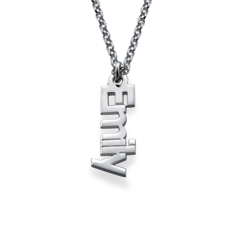 Vertical Name Necklace in Sterling Silver - 1 product photo