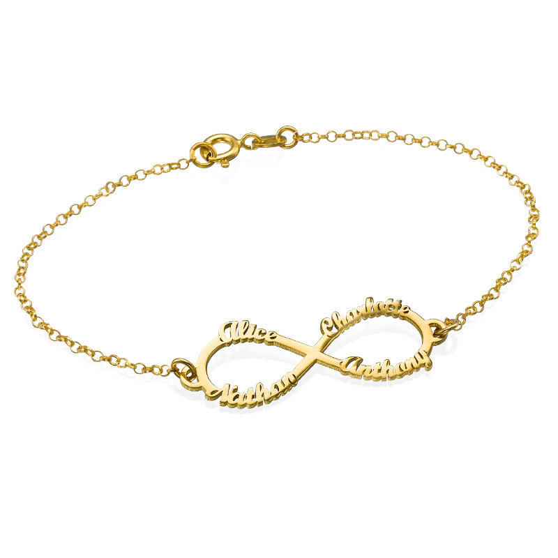 Infinity 4 Names Bracelet with Gold Plating