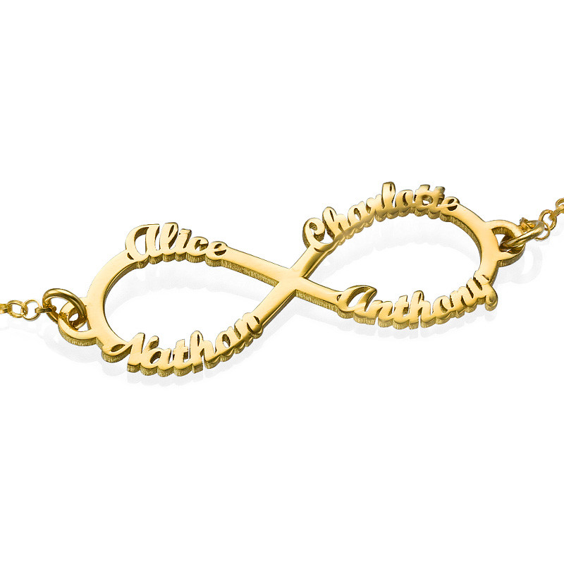 Infinity 4 Names Bracelet with Gold Plating - 1