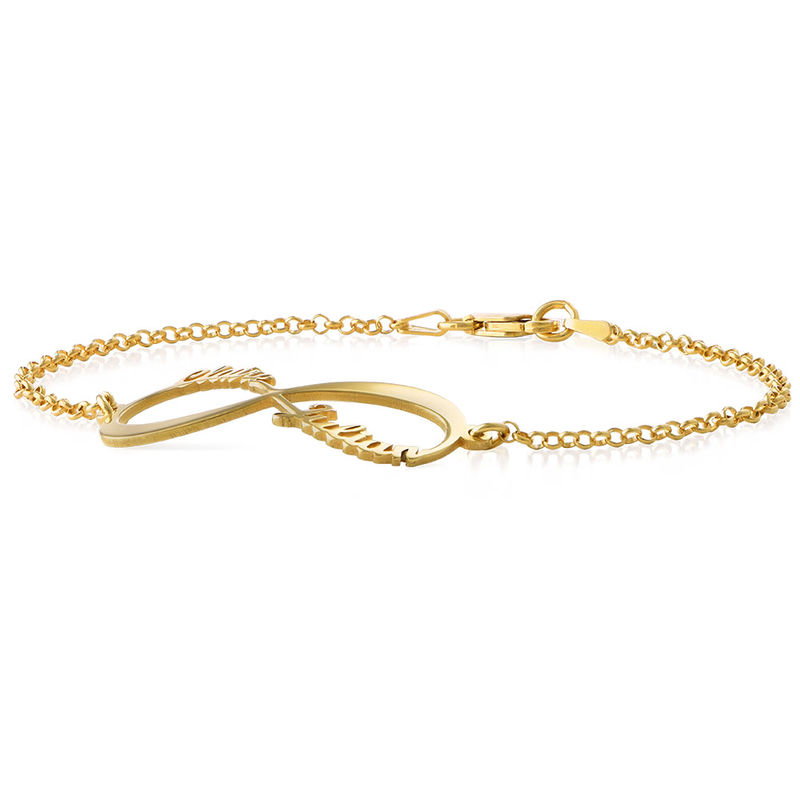 14K Gold Infinity Bracelet with Names - 1 product photo