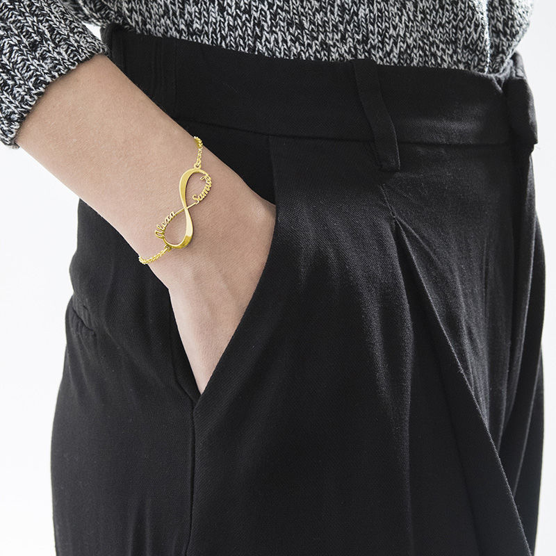 14K Gold Infinity Bracelet with Names - 3 product photo