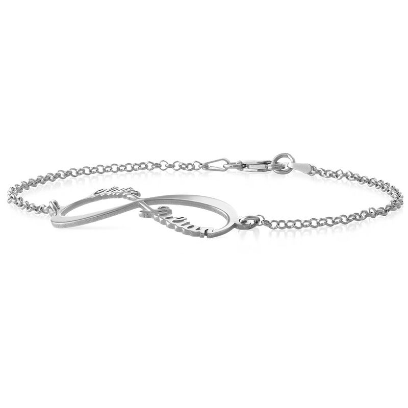 14K White Gold Infinity Bracelet with Names - 1 product photo