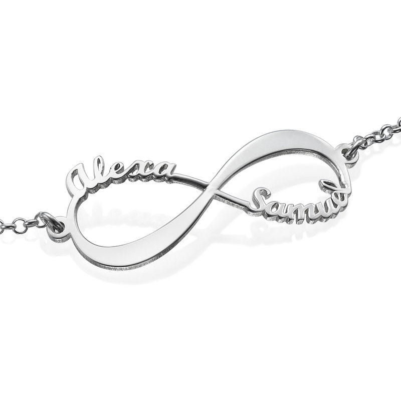 14K White Gold Infinity Bracelet with Names - 2 product photo