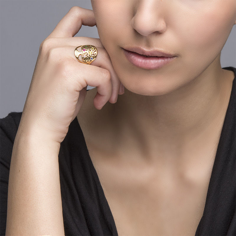 Family Tree Jewelry - Birthstone Ring with Gold Plating - 2 product photo