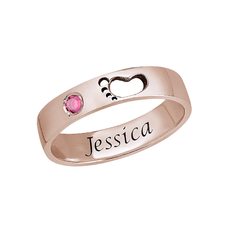 Baby Feet Ring with Inner Engraving in Rose Gold Plated