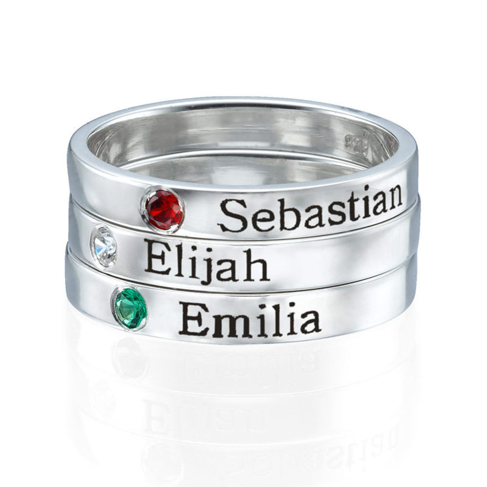 Stackable Birthstone Name Ring - Sterling Silver - 2 product photo