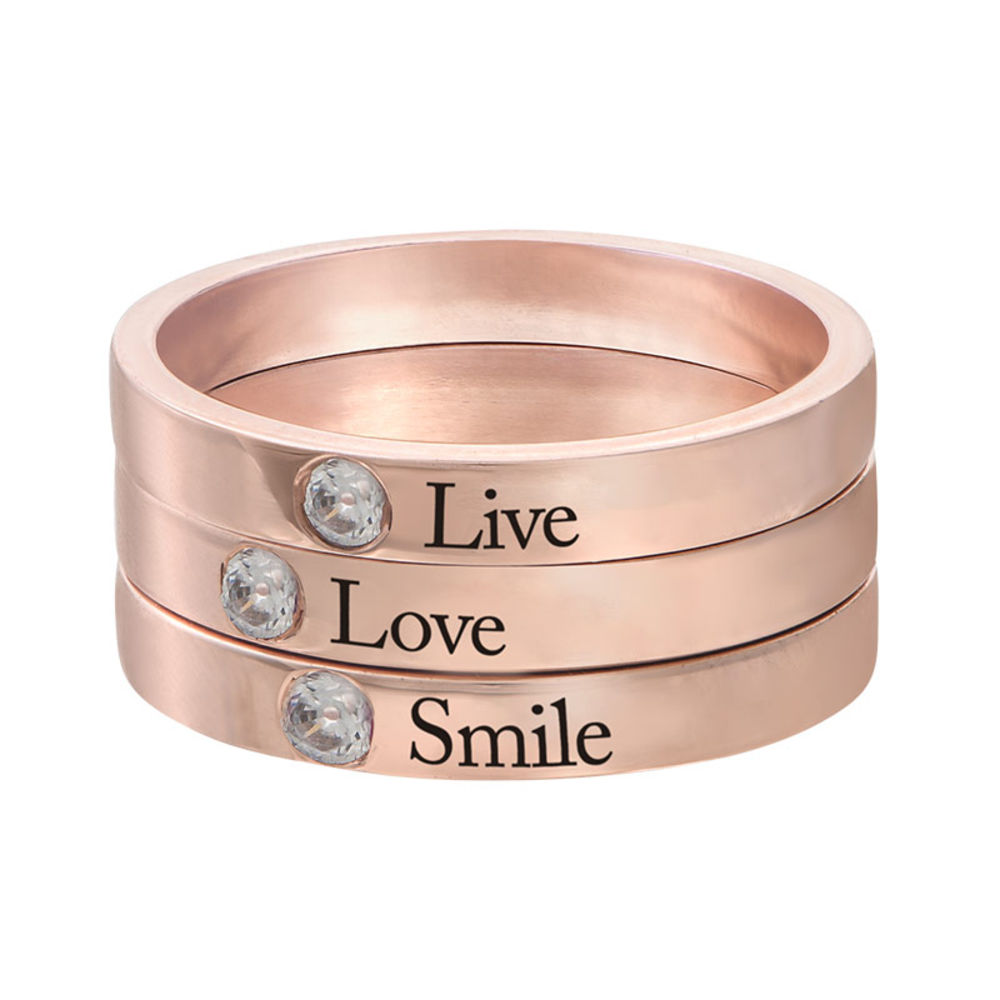 Stackable Birthstone Name Ring - 18k Rose Gold Plated - 3 product photo