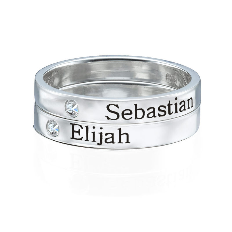 Stackable Name Ring in Sterling Silver with Diamond - 1