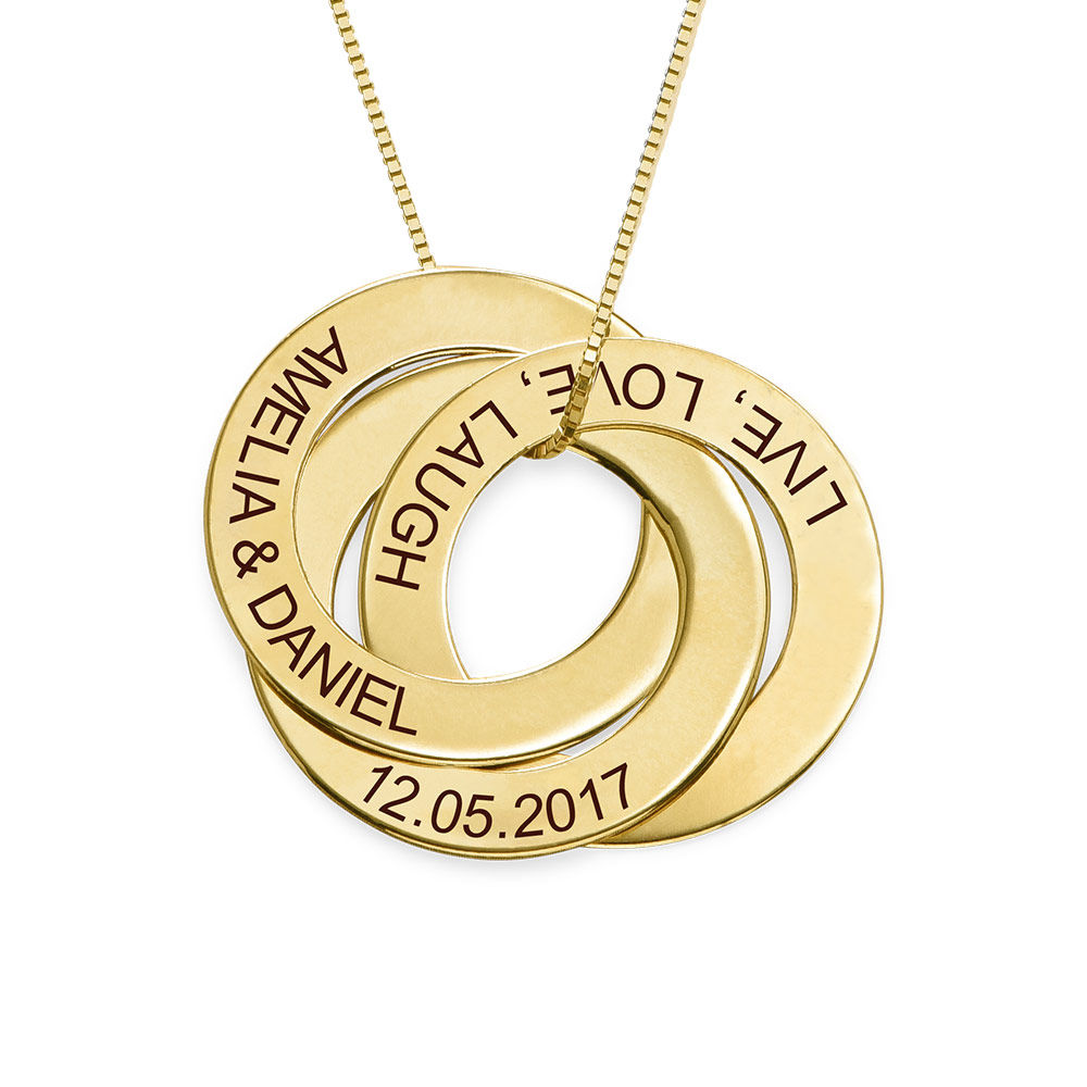 Russian Ring Necklace with Engraving in 10K Yellow Gold - 1 product photo