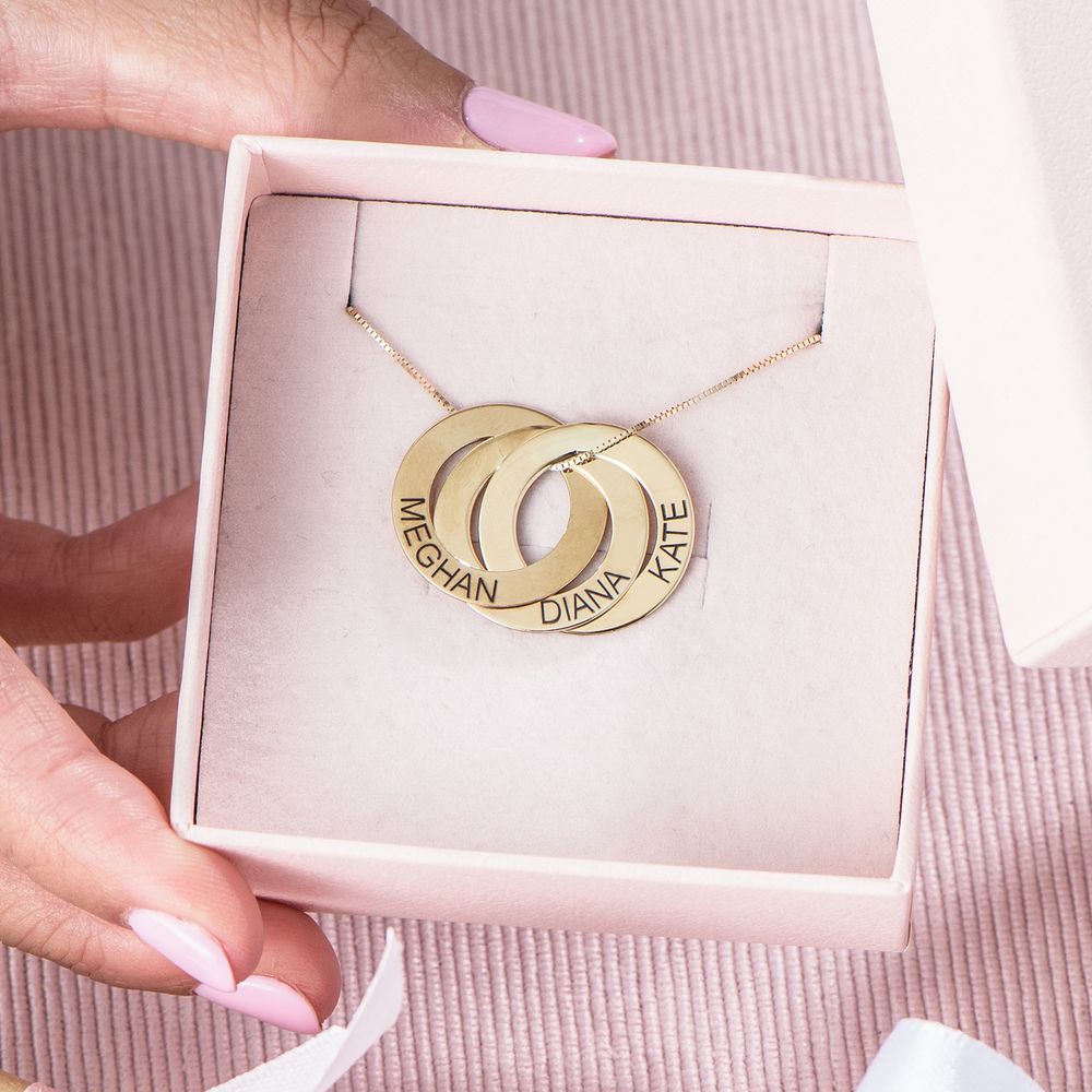 Russian Ring Necklace with Engraving in 10K Yellow Gold - 5 product photo