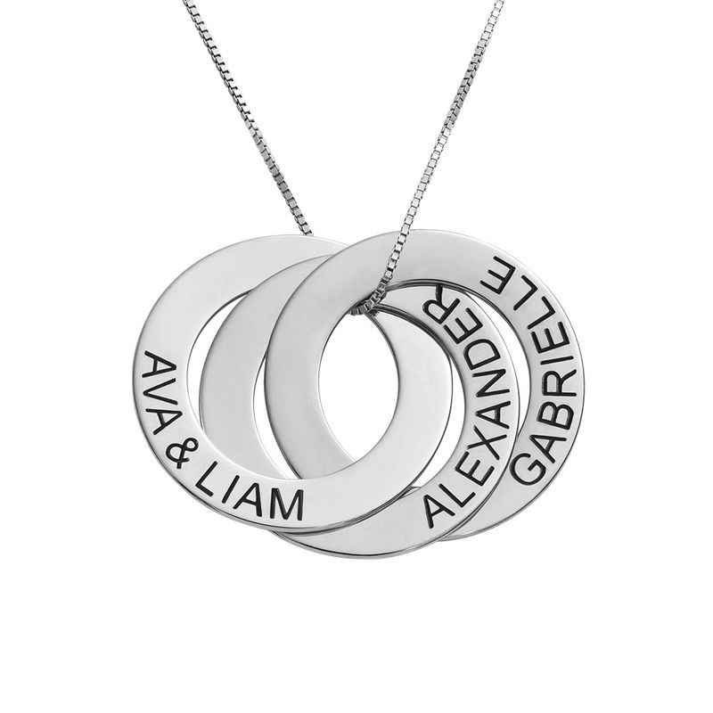 Russian Ring Necklace with Engraving in 10K White Gold