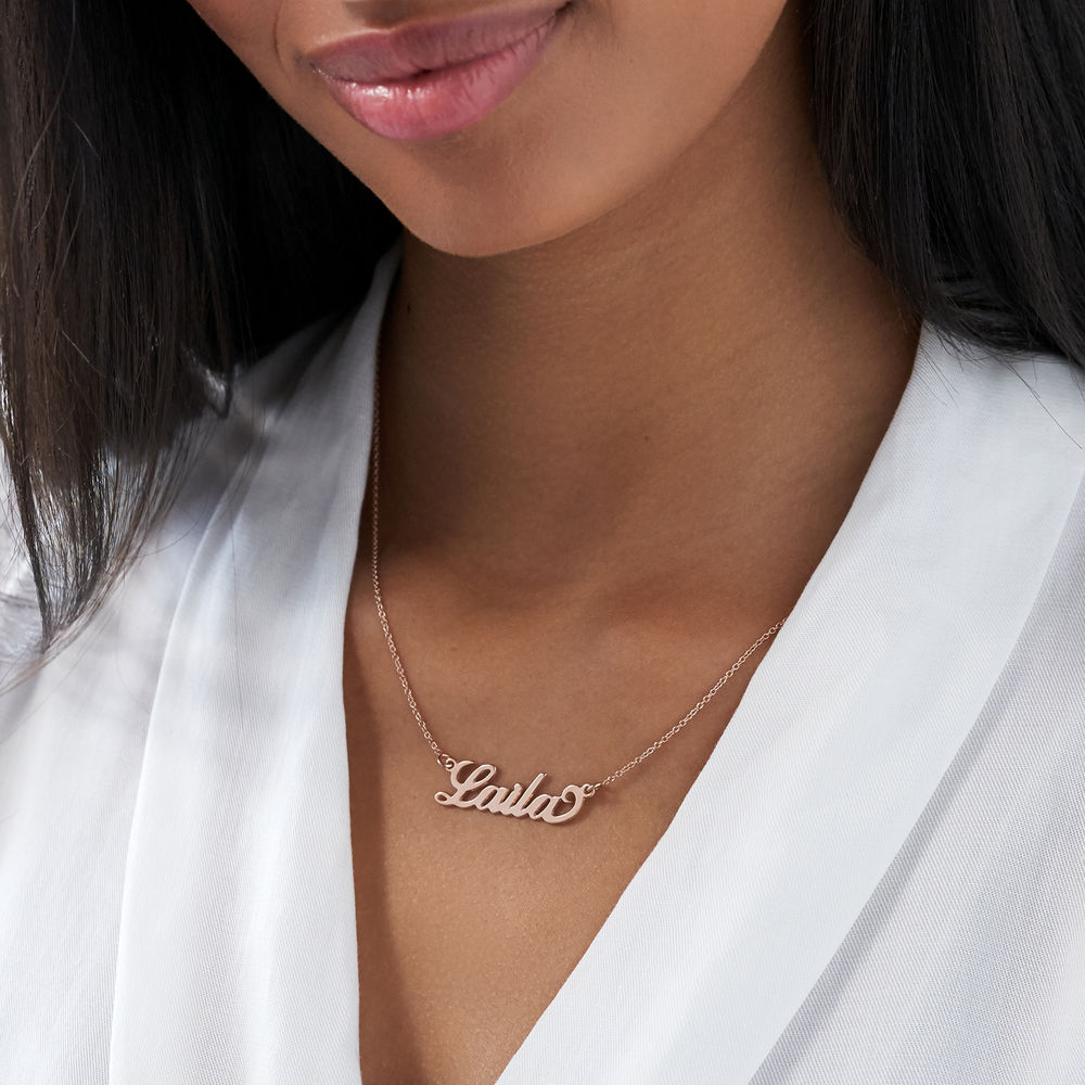 Small Carrie Name Necklace in 18k Rose Gold Plating - 2