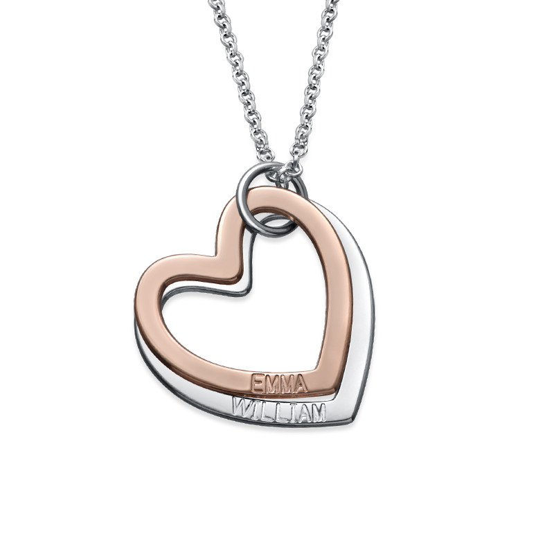 Multi-Tone Two Heart Necklace