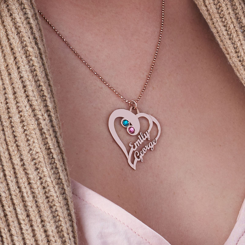 Two Hearts Forever One Necklace - Rose Gold Plated - 3