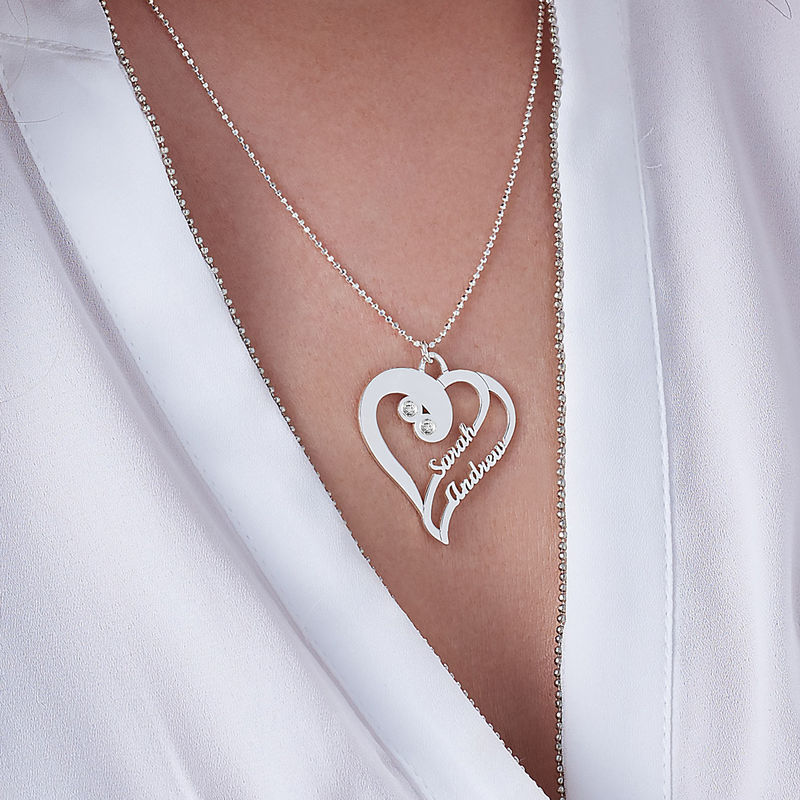 Two Hearts Forever One Necklace with Diamond in Sterling Silver - 2 product photo
