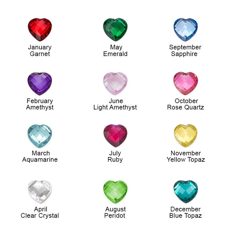 Personalized Heart Necklace with Birthstones - 1