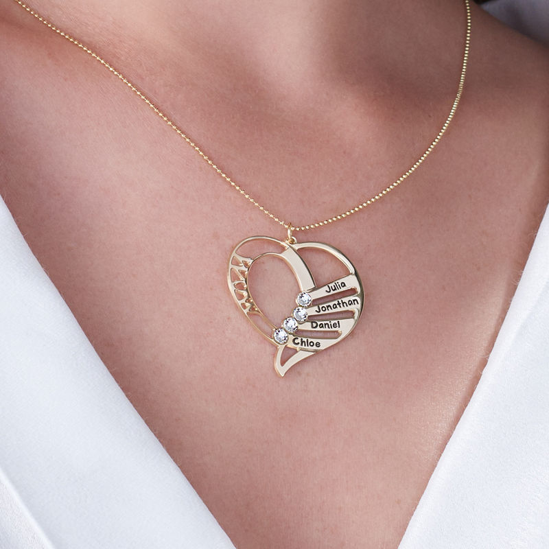 Engraved Mom Birthstone Necklace in 10K Yellow Gold - 5 product photo