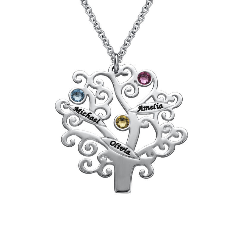 Family Tree Necklace with Birthstones - 1 product photo