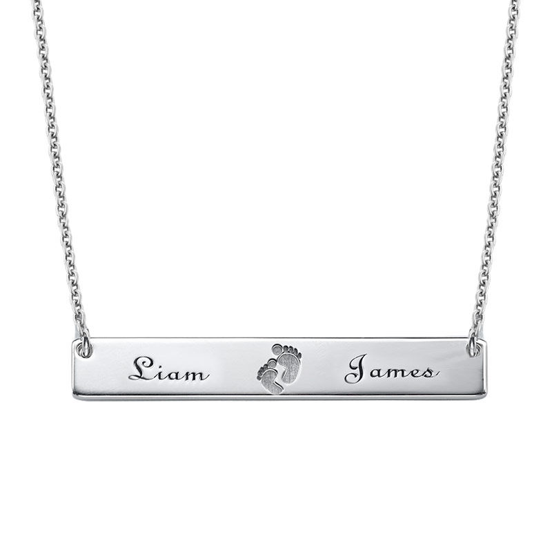 Footprint Bar Necklace with Engraving - 1
